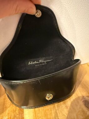 Salvatore Ferragamo Black Sunglasses Case with Gold Snap